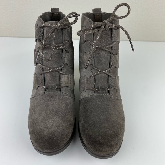 Sorel Women's 9 Evie Lace Major Boot Grey Suede Wedge Heel Weatherproof Gorpcore - Picture 9 of 16